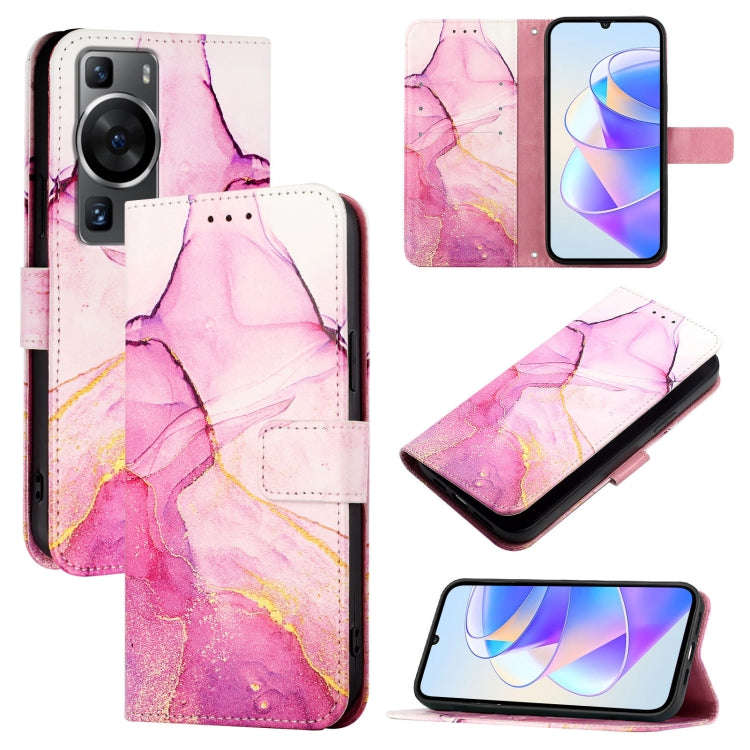 For Huawei P60 / P60 Pro PT003 Marble Pattern Flip Leather Phone Case(Marble White)