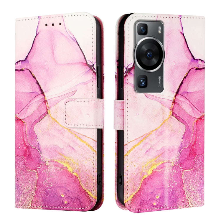 For Huawei P60 / P60 Pro PT003 Marble Pattern Flip Leather Phone Case(Marble White)