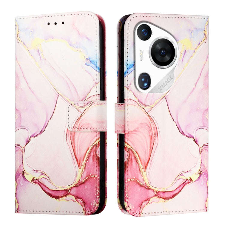 For Huawei Pura 70 Pro / 70 Pro+ PT003 Marble Pattern Flip Leather Phone Case(Rose Gold)