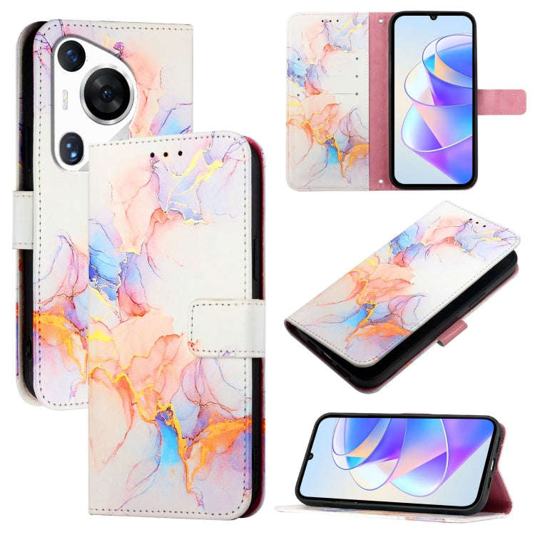 For Huawei Pura 70 Pro / 70 Pro+ PT003 Marble Pattern Flip Leather Phone Case(Marble White)