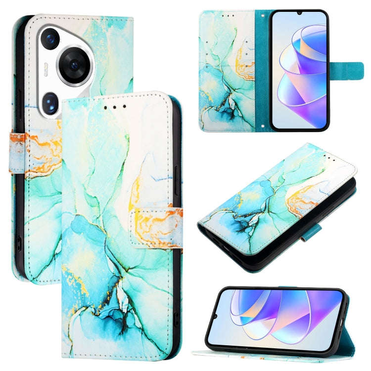For Huawei Pura 70 Pro / 70 Pro+ PT003 Marble Pattern Flip Leather Phone Case(Green)
