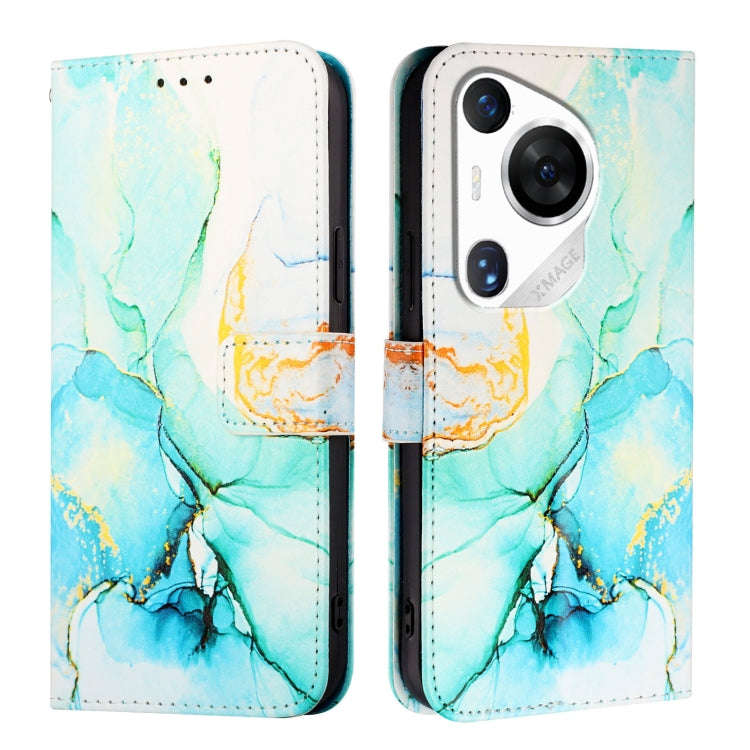 For Huawei Pura 70 Pro / 70 Pro+ PT003 Marble Pattern Flip Leather Phone Case(Green)