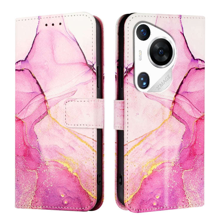 For Huawei Pura 70 Pro / 70 Pro+ PT003 Marble Pattern Flip Leather Phone Case(Pink Purple Gold)