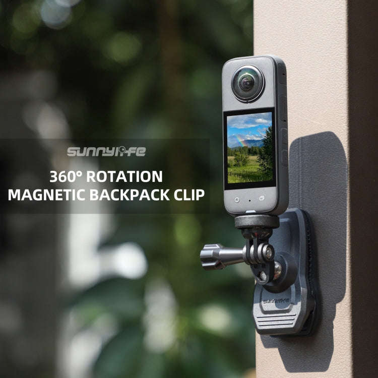 Sunnylife 360 Degree Rotation Swivel Backpack Clip Magnetic Suction Action Camera Mount(Black)