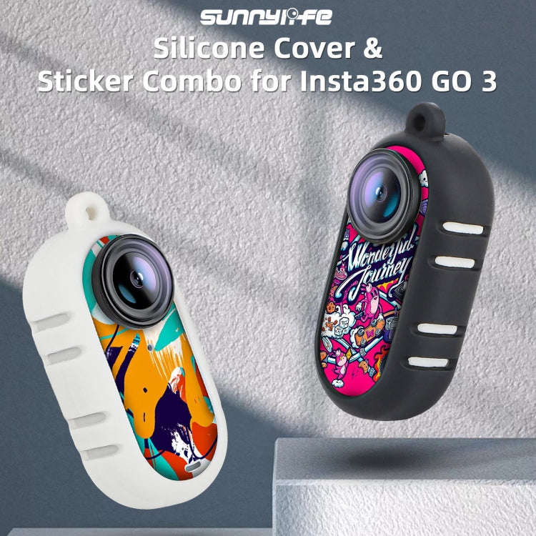 For Insta360 GO 3 Sunnylife Cooling Silicone Case Stickers Skin Wrap Lens Cover with Neck Strap(B...