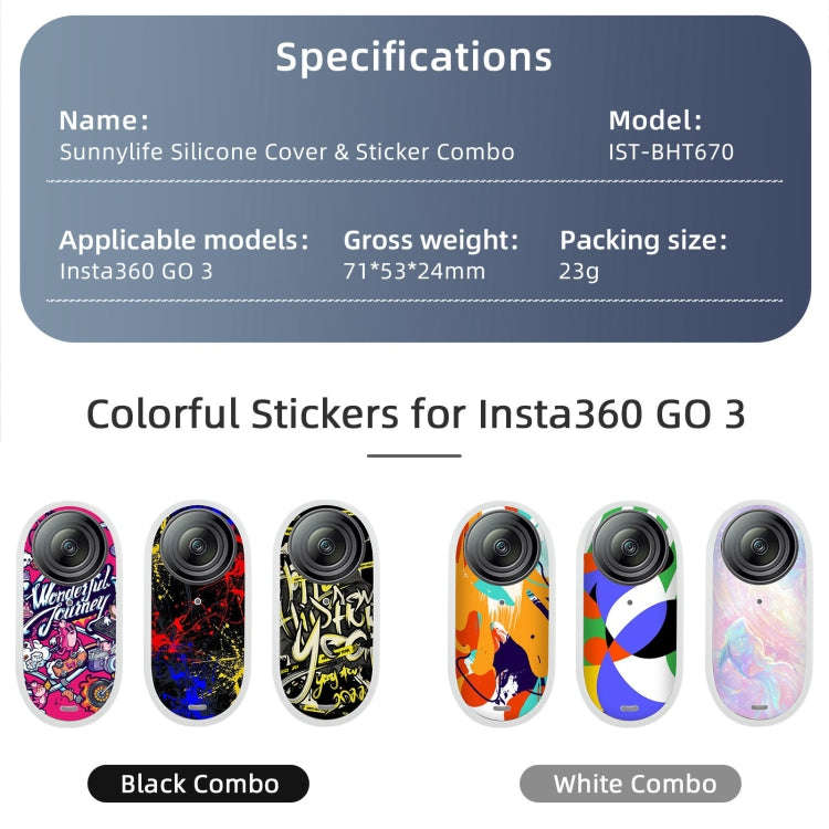 For Insta360 GO 3 Sunnylife Cooling Silicone Case Stickers Skin Wrap Lens Cover with Neck Strap(B...