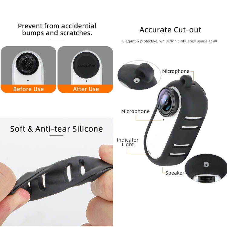 For Insta360 GO 3 Sunnylife Cooling Silicone Case Stickers Skin Wrap Lens Cover with Neck Strap(B...