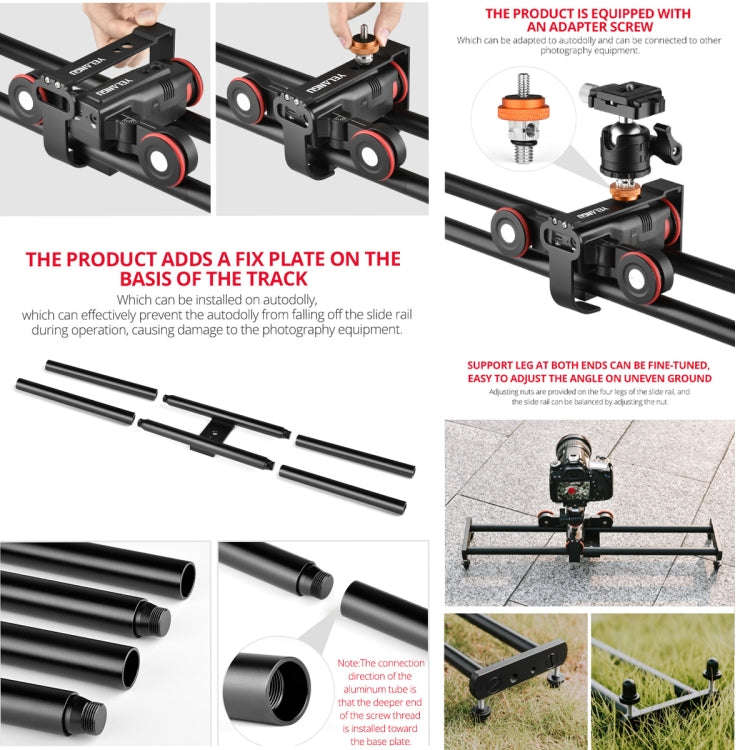 YELANGU L60ES YLG1847A-A 60cm Splicing Slide Rail Track with L5i Dolly Car(Black)