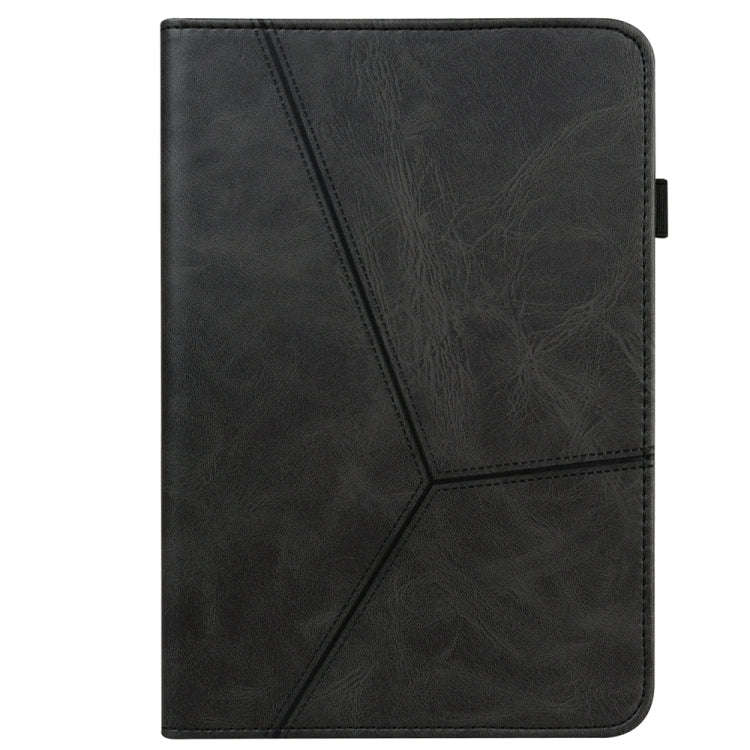 For Samsung Galaxy Tab S9 / S9 FE Solid Color Stripe Embossed Leather Tablet Case(Black)