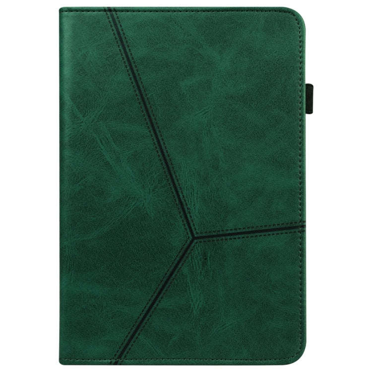 For Samsung Galaxy Tab S9 / S9 FE Solid Color Stripe Embossed Leather Tablet Case(Green)