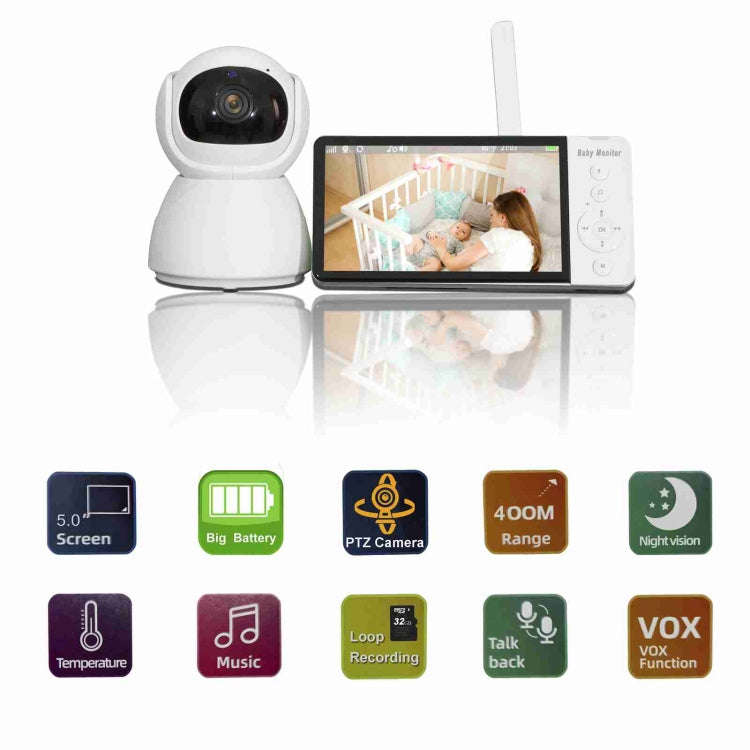 ABM700 5 inch Wireless Video Night Vision Baby Monitor Security Camera(US Plug)