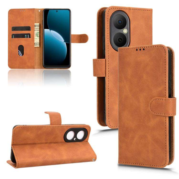 For Huawei Enjoy 80 Skin Feel Magnetic Flip Leather Phone Case(Brown)