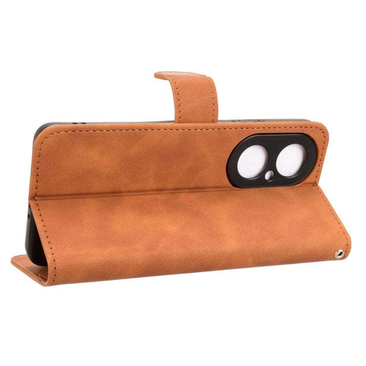 For Huawei Enjoy 80 Skin Feel Magnetic Flip Leather Phone Case(Brown)