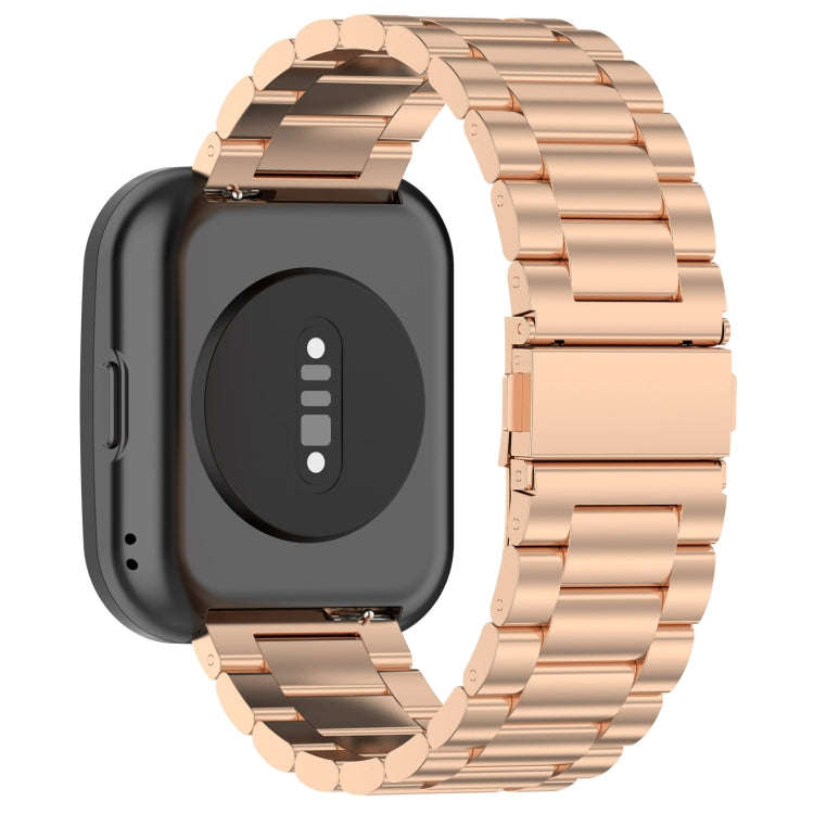For Amazfit Bip 5 Three Strains Stainless Steel Watch Band(Rose Gold)