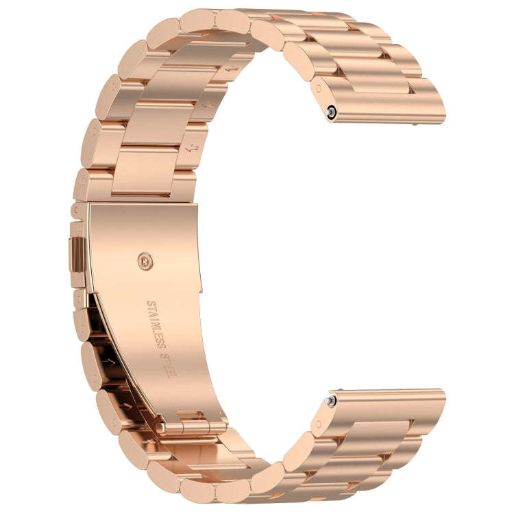 For Amazfit Bip 5 Three Strains Stainless Steel Watch Band(Rose Gold)