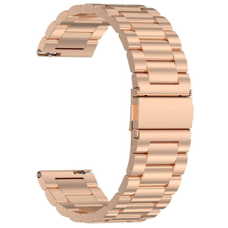 For Amazfit Bip 5 Three Strains Stainless Steel Watch Band(Rose Gold)