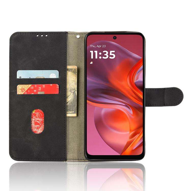 For Motorola Moto G05 / E15 Skin Feel Magnetic Flip Leather Phone Case(Black)