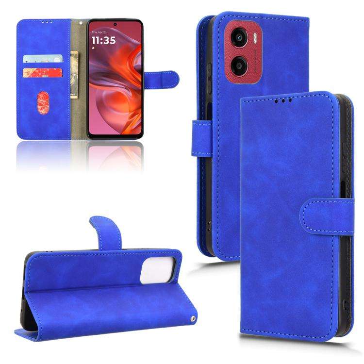 For Motorola Moto G05 / E15 Skin Feel Magnetic Flip Leather Phone Case(Blue)
