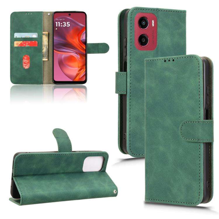 For Motorola Moto G05 / E15 Skin Feel Magnetic Flip Leather Phone Case(Green)