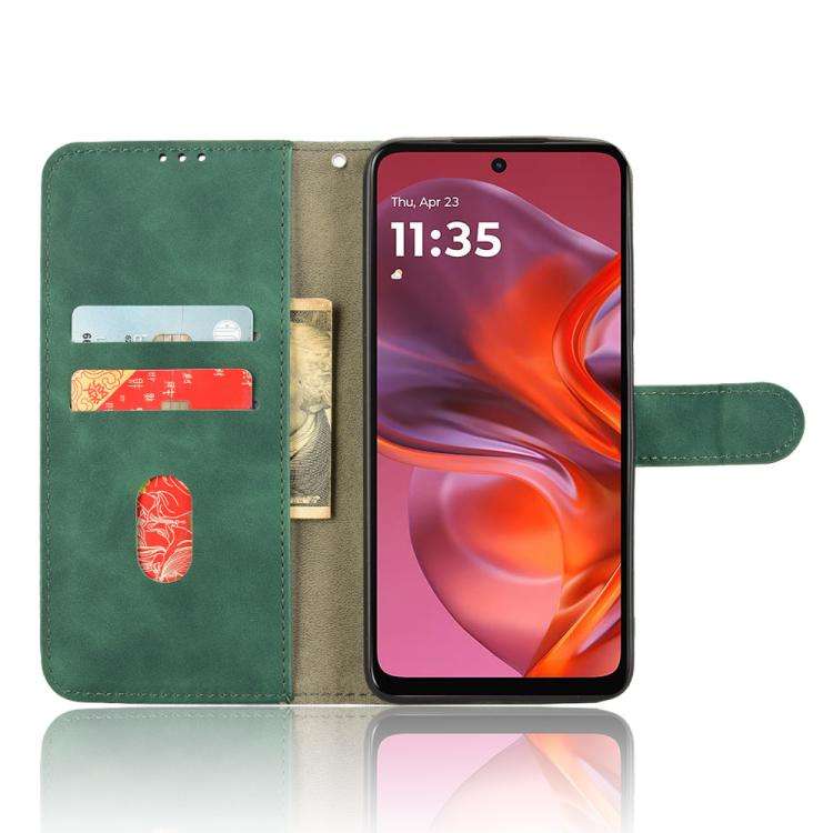 For Motorola Moto G05 / E15 Skin Feel Magnetic Flip Leather Phone Case(Green)