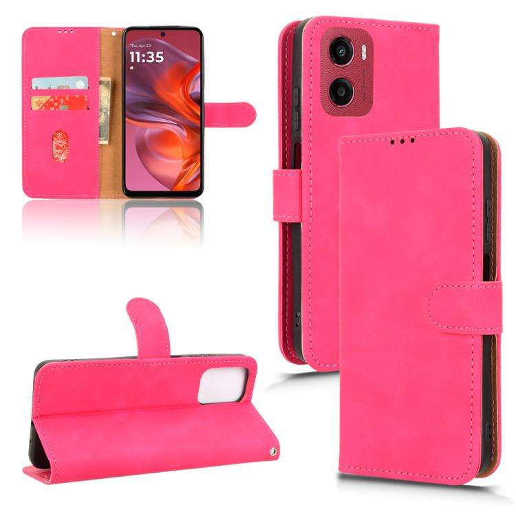For Motorola Moto G05 / E15 Skin Feel Magnetic Flip Leather Phone Case(Rose Red)