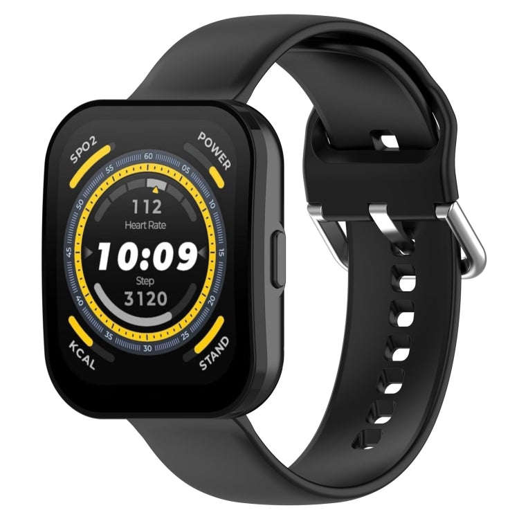 For Amazfit Bip 5 Silicone Watch Band, Size:L Size(Black)