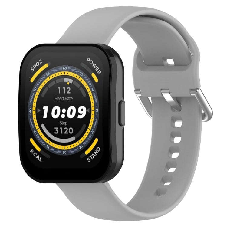 For Amazfit Bip 5 Silicone Watch Band, Size:L Size(Grey)