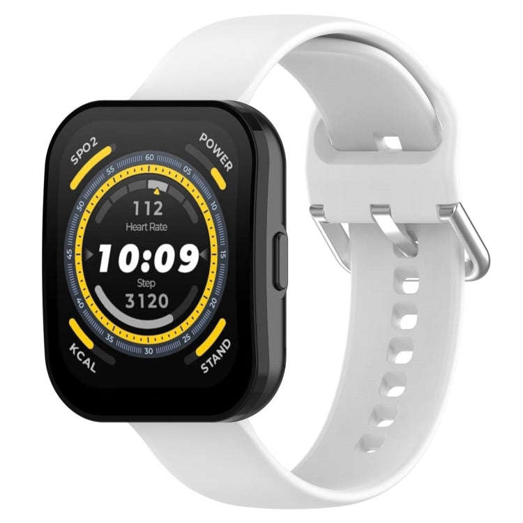 For Amazfit Bip 5 Silicone Watch Band, Size:S Size(White)