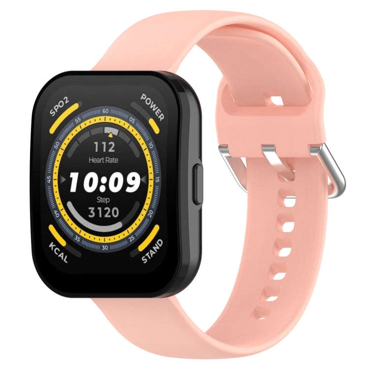 For Amazfit Bip 5 Silicone Watch Band, Size:S Size(Light Pink)