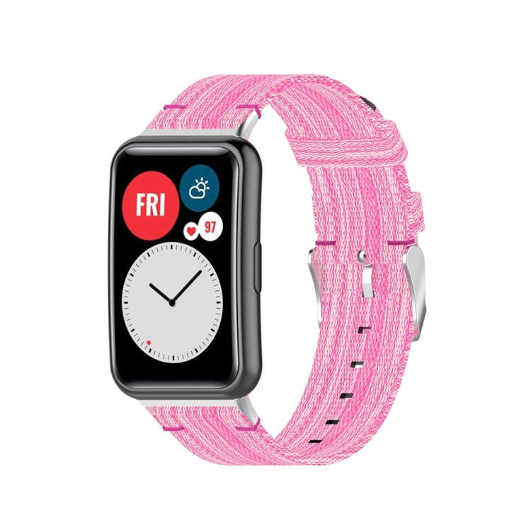 For Huawei Watch Fit Special Edition Nylon Braided Watch Band(Pink)