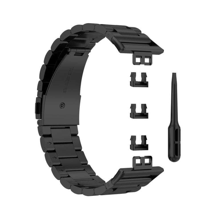 For Huawei Watch Fit Special Edition Three Strains Stainless Steel Watch Band(Black)