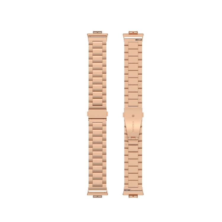 For Huawei Watch Fit Special Edition Three Strains Stainless Steel Watch Band(Rose Gold)