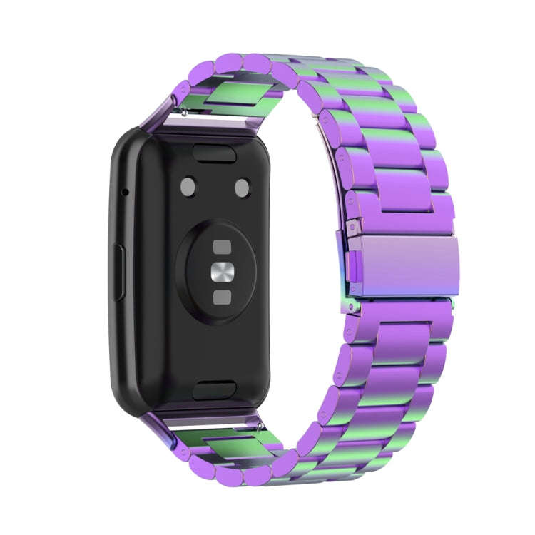 For Huawei Watch Fit Special Edition Three Strains Stainless Steel Watch Band(Colorful)