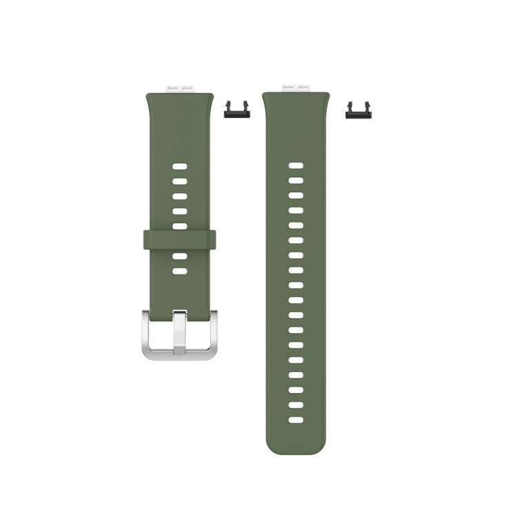 For Huawei Watch Fit Special Edition Silicone Silver Steel Buckle Watch Band(Dark Green)