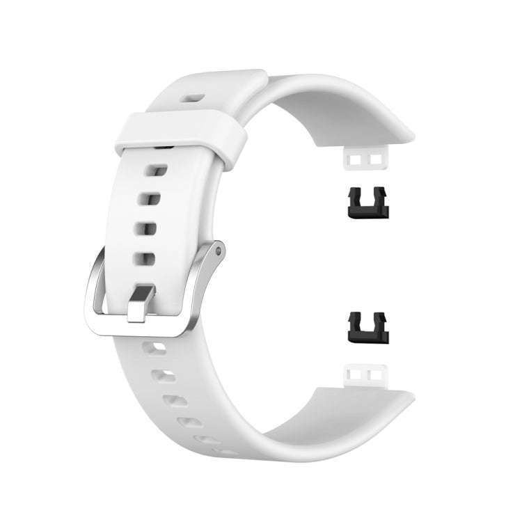 For Huawei Watch Fit Special Edition Silicone Silver Steel Buckle Watch Band(White)