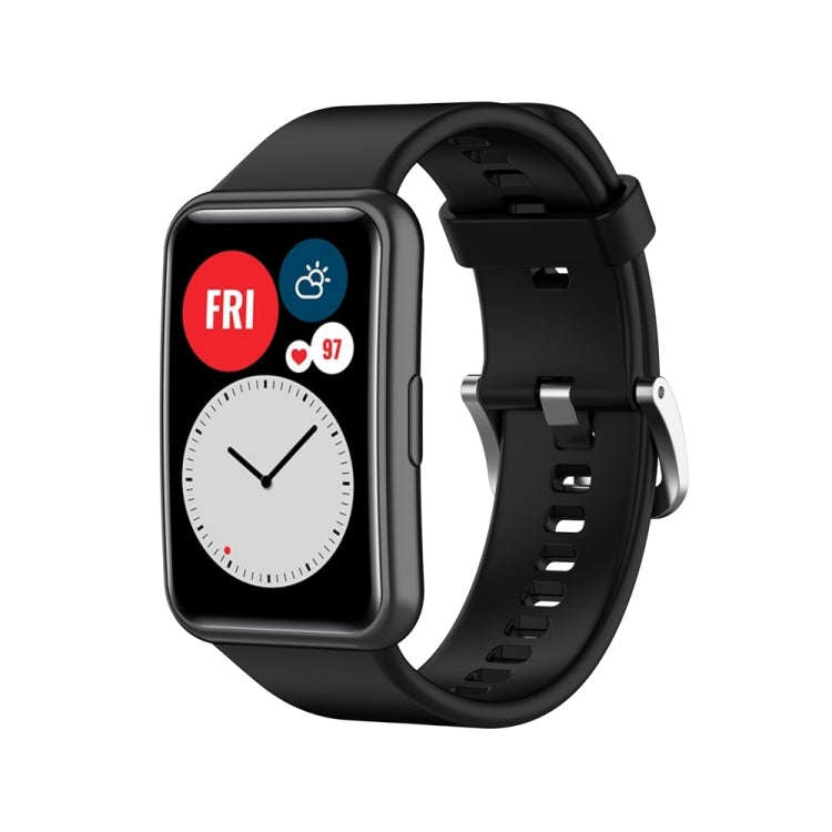 For Huawei Watch Fit Special Edition Silicone Silver Steel Buckle Watch Band(Black)