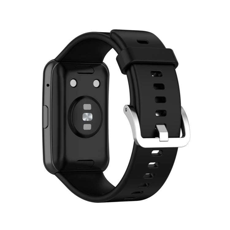 For Huawei Watch Fit Special Edition Silicone Silver Steel Buckle Watch Band(Black)