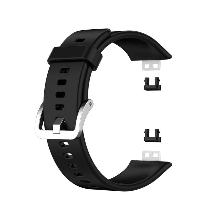 For Huawei Watch Fit Special Edition Silicone Silver Steel Buckle Watch Band(Black)