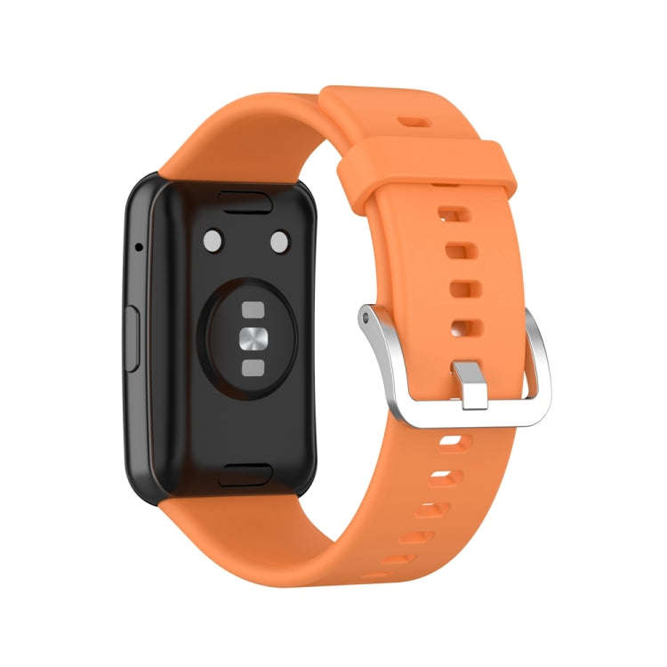 For Huawei Watch Fit Special Edition Silicone Silver Steel Buckle Watch Band(Orange)