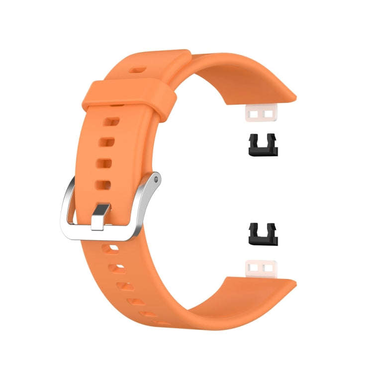 For Huawei Watch Fit Special Edition Silicone Silver Steel Buckle Watch Band(Orange)