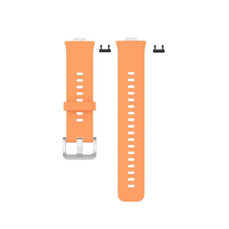 For Huawei Watch Fit Special Edition Silicone Silver Steel Buckle Watch Band(Orange)