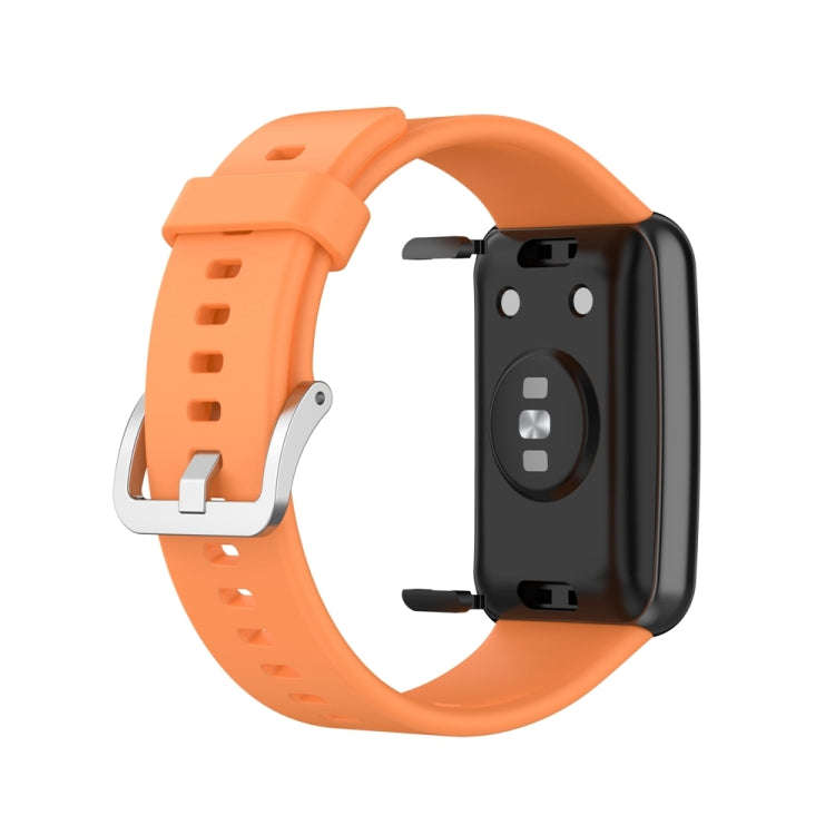 For Huawei Watch Fit Special Edition Silicone Silver Steel Buckle Watch Band(Orange)
