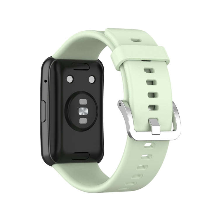 For Huawei Watch Fit Special Edition Silicone Silver Steel Buckle Watch Band(Green)