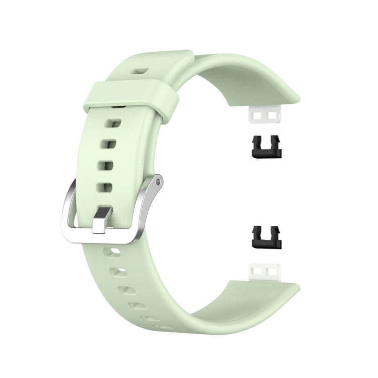 For Huawei Watch Fit Special Edition Silicone Silver Steel Buckle Watch Band(Green)