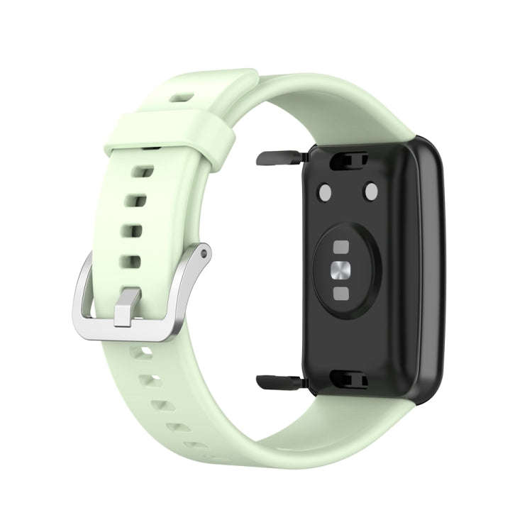 For Huawei Watch Fit Special Edition Silicone Silver Steel Buckle Watch Band(Green)