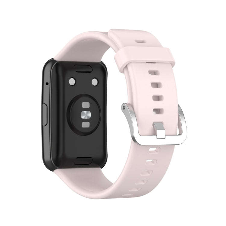 For Huawei Watch Fit Special Edition Silicone Silver Steel Buckle Watch Band(Pink)