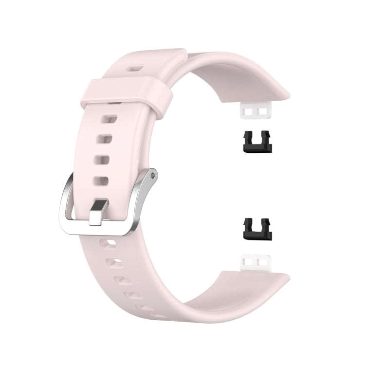 For Huawei Watch Fit Special Edition Silicone Silver Steel Buckle Watch Band(Pink)