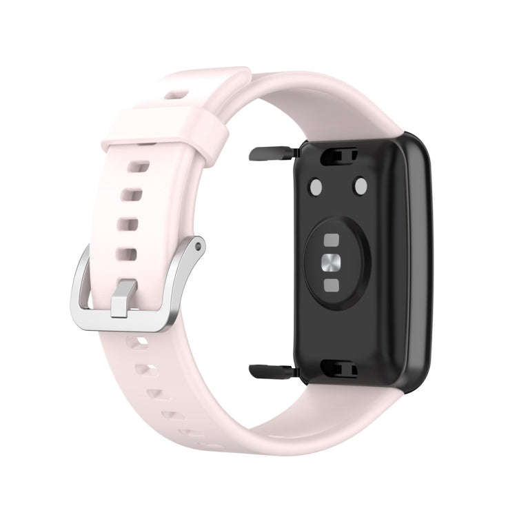 For Huawei Watch Fit Special Edition Silicone Silver Steel Buckle Watch Band(Pink)