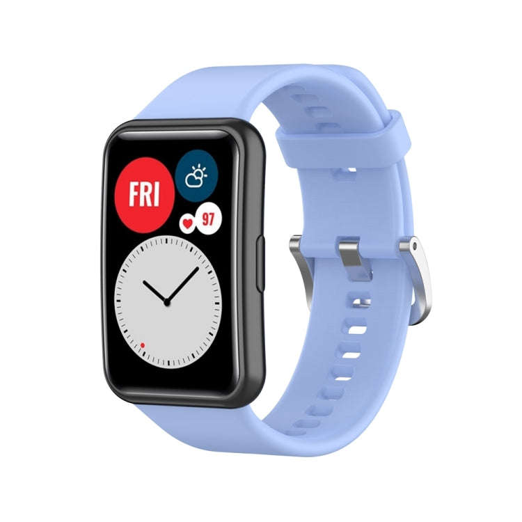 For Huawei Watch Fit Special Edition Silicone Silver Steel Buckle Watch Band(Blue)
