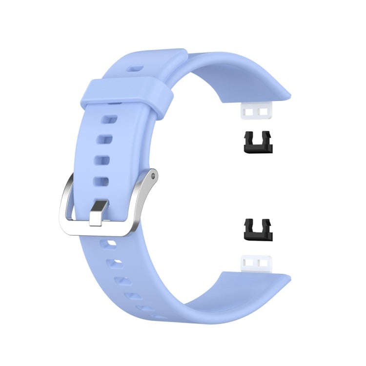 For Huawei Watch Fit Special Edition Silicone Silver Steel Buckle Watch Band(Blue)